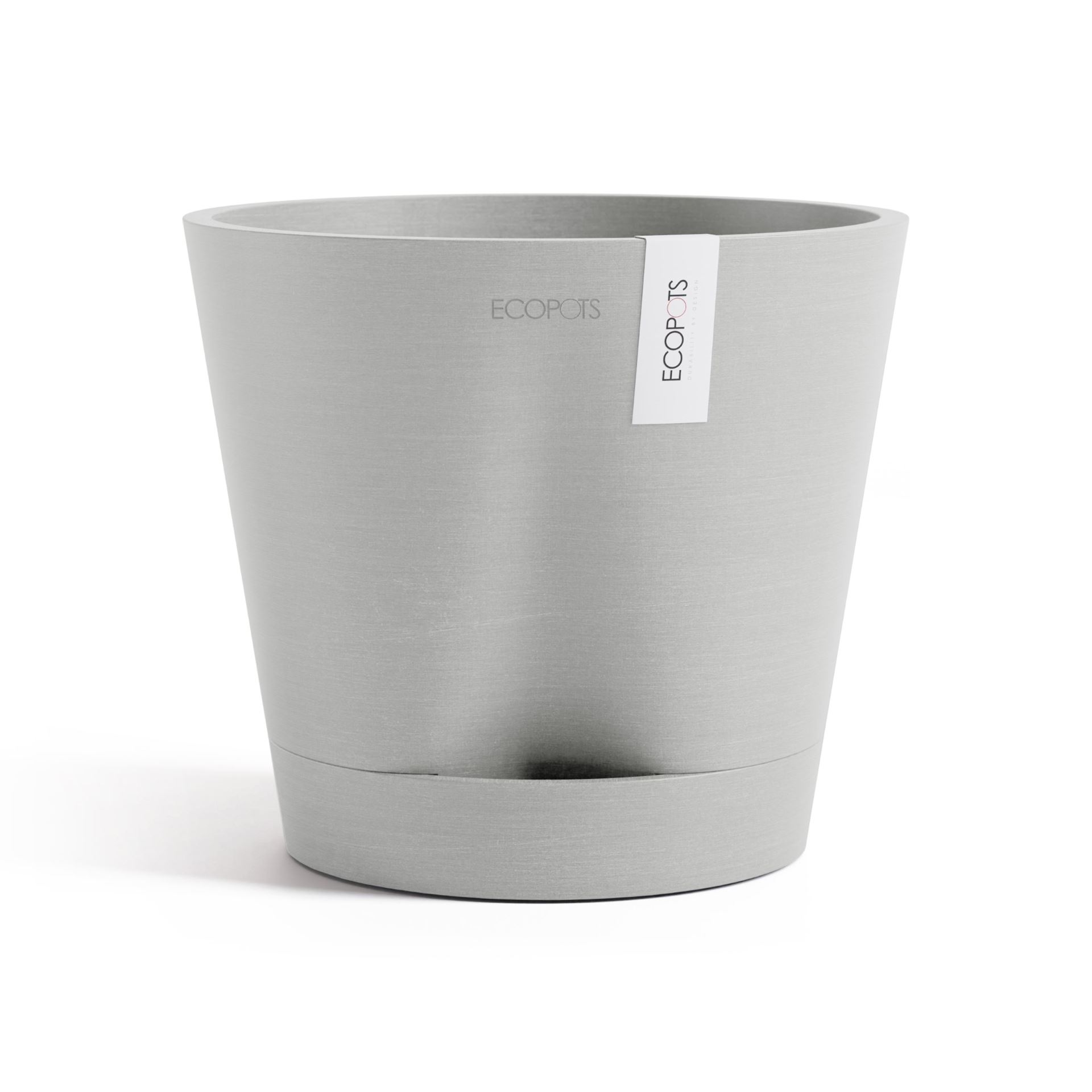 Ecopots Venice 2 20 - White Grey -Ø20,1 x H17,7 cm - Ronde witgrijze bloempot met waterreservoir afbeelding