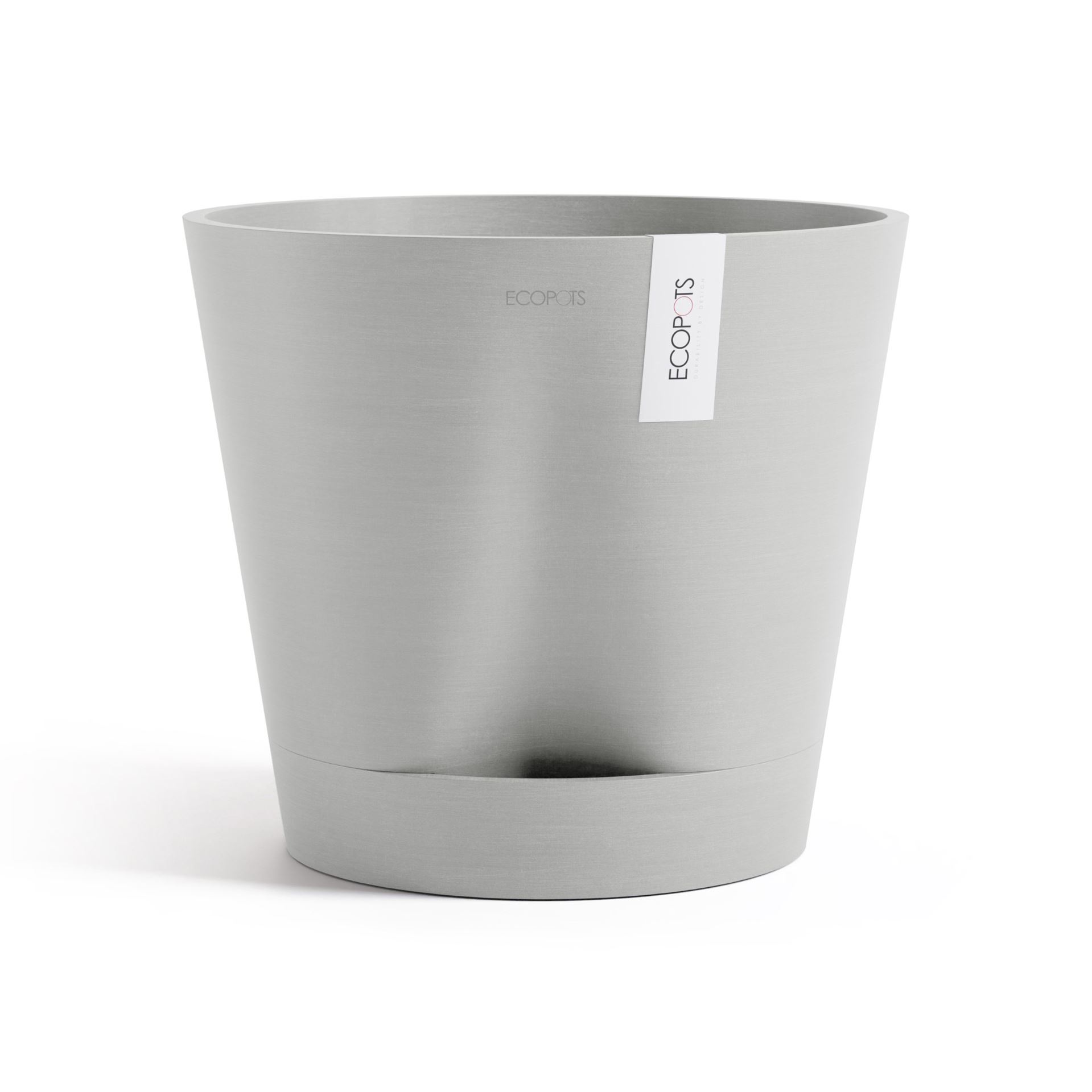 Ecopots Venice 2 40 - White Grey -Ø40,2 x H35,7 cm - Ronde witgrijze bloempot met waterreservoir afbeelding
