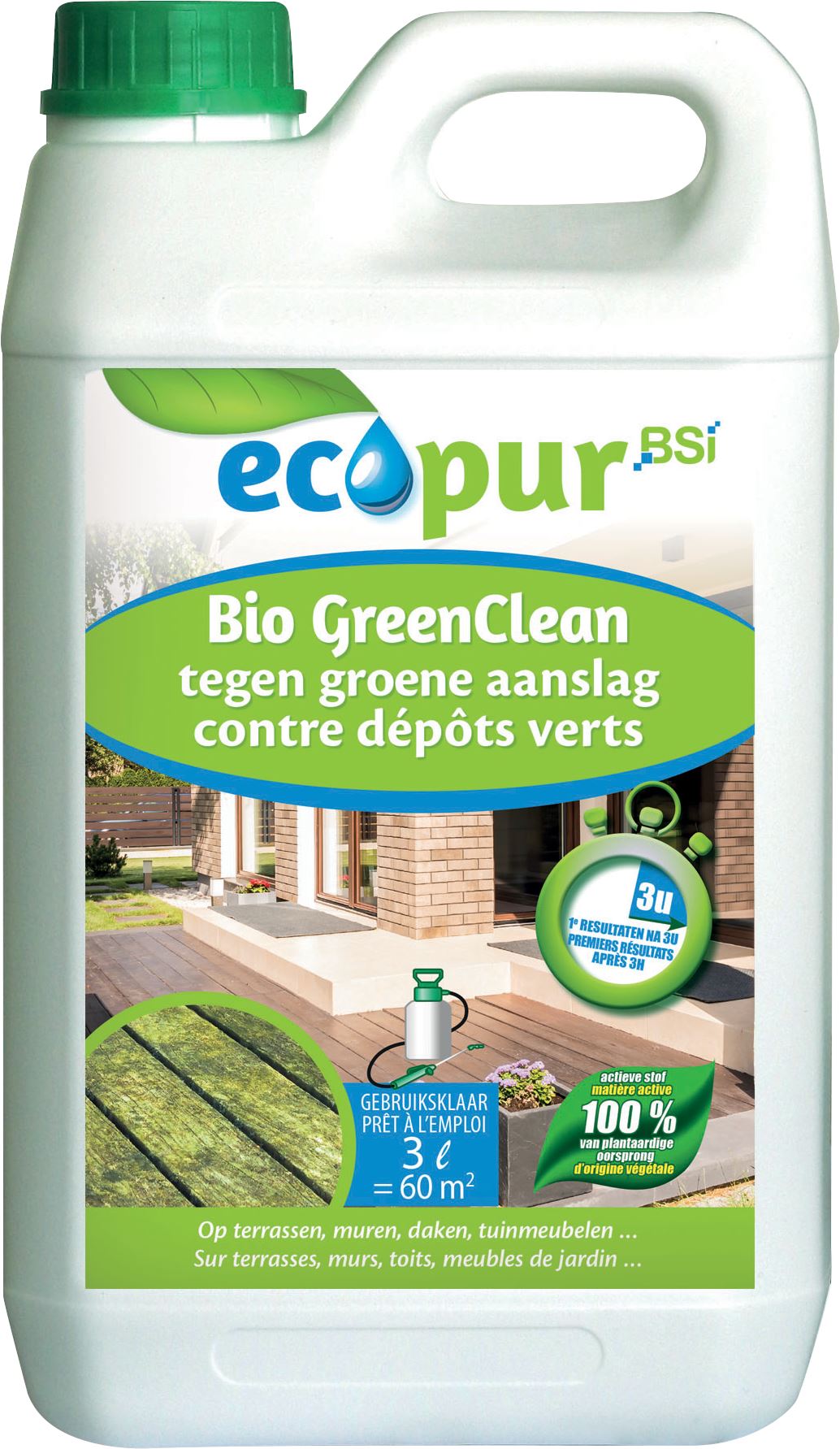 Ecopur Bio GreenClean tegen groene aanslag - Gebruiksklaar - 3 l voor 60m² afbeelding