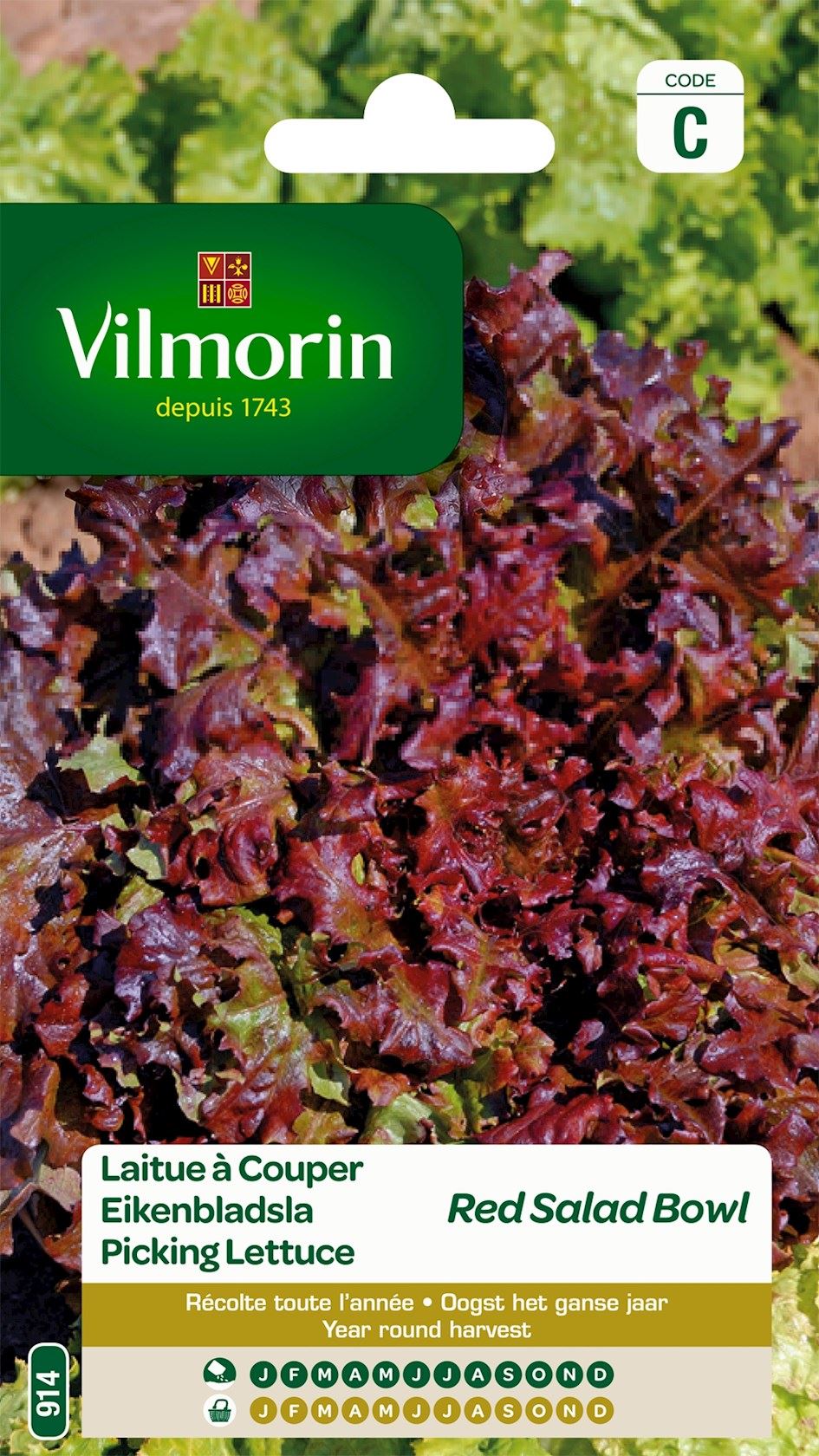 Vilmorin Eikenbladsla zaden - Rode Salad Bowl afbeelding