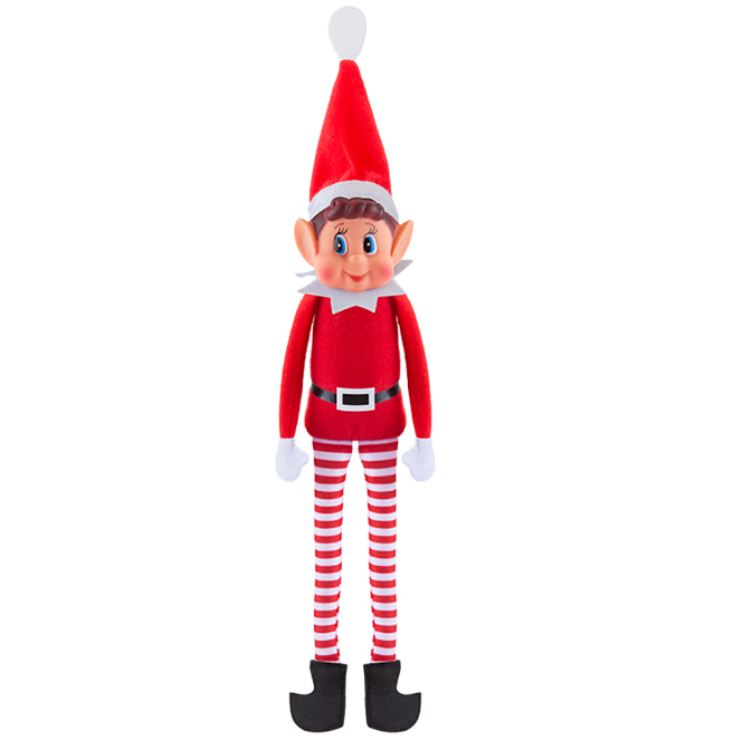 Knuffel naughty kerstelf jongen - rood - 30cm