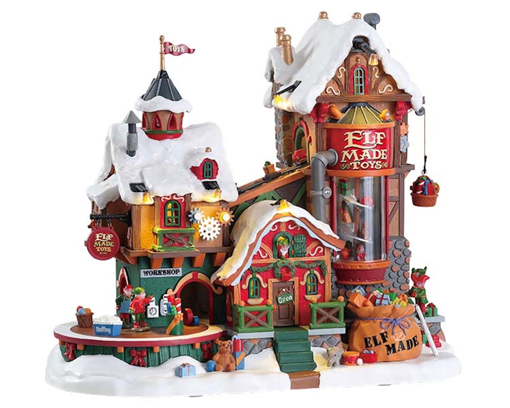 Lemax - 'Elf Made Toy Factory' - Verlicht gebouw met animatie & muziek/geluid - Inclusief adapter