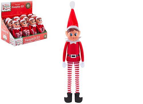 Knuffel naughty kerstelf meisje - rood - 30cm