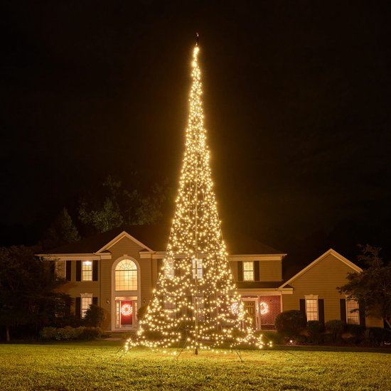 Fairybell vlaggenmast kerstboom - 10 m - 2.000 warm witte ledlampjes - exclusief vlaggenmast afbeelding