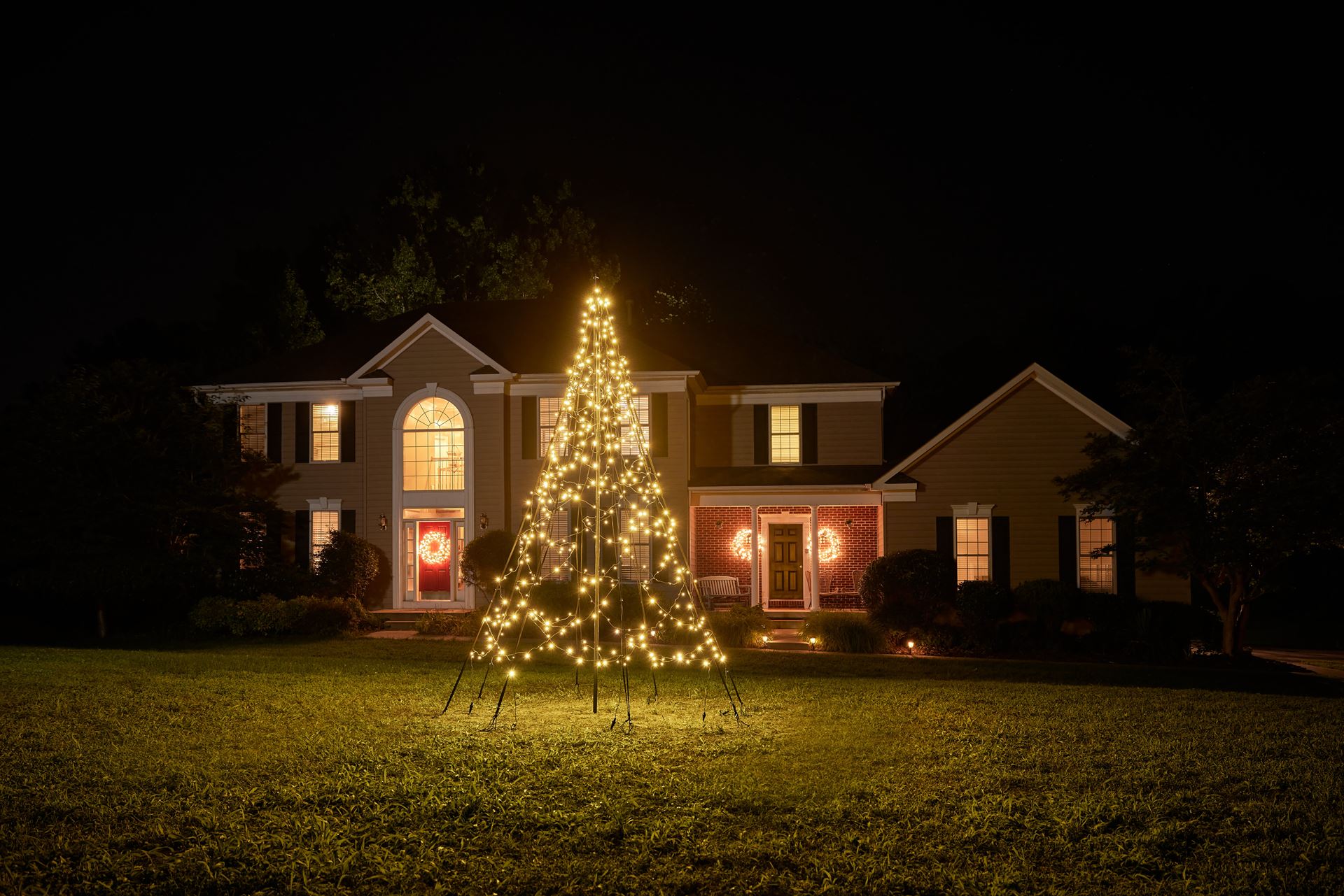 Fairybell vlaggenmast kerstboom - 300 cm - 480 warm witte ledlampjes - inclusief vlaggenmast afbeelding