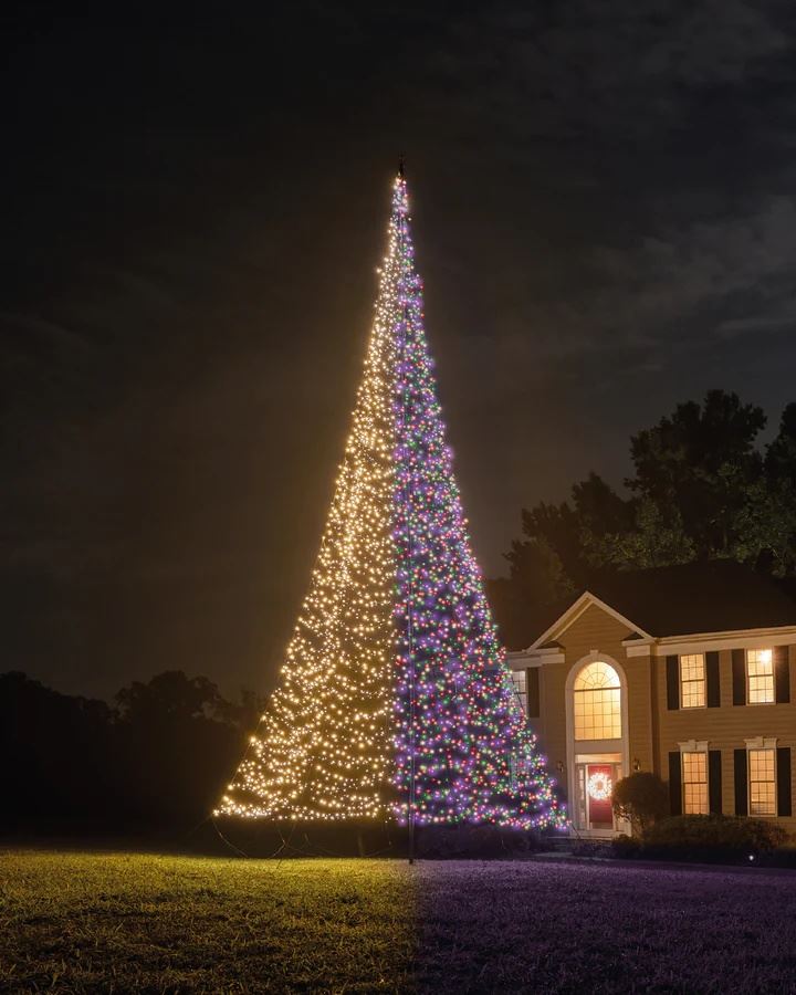 Fairybell Luminous Switch vlaggenmast kerstboom - 800 cm - 3000 ledlampjes - inclusief vlaggenmast afbeelding