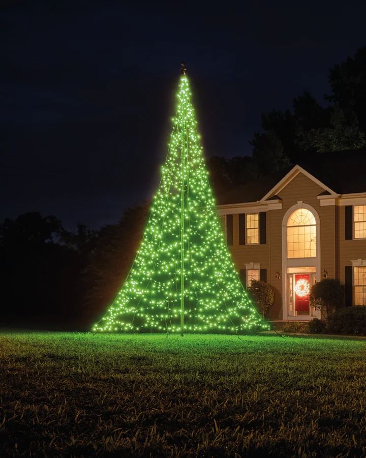 Fairybell Smart Magic vlaggenmast kerstboom - 4 m - 864 ledlampjes - inclusief vlaggenmast afbeelding