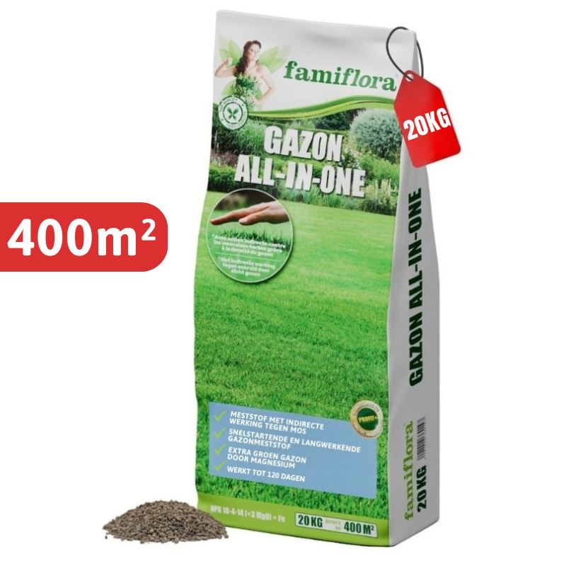 Famiflora gazonmeststof 20 kg voor 400m² - All-in-One afbeelding