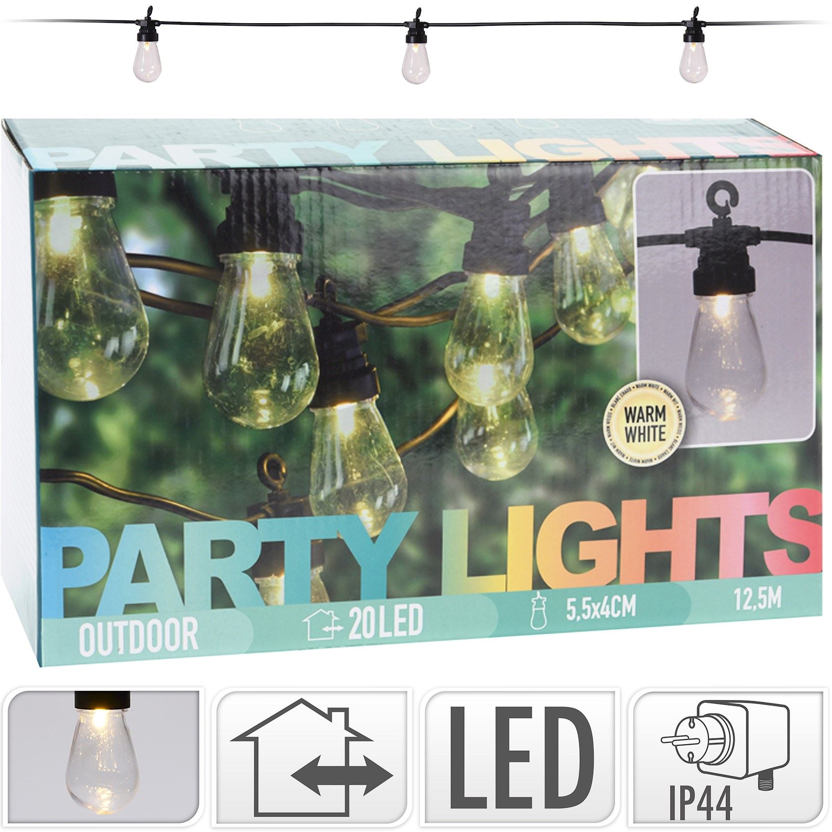 Feestverlichting 12,5 m - met 20 warm witte led-lampjes afbeelding
