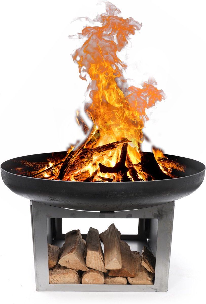 HEAT vuurschaal Fresvik met houtopslag– Ø80 cm – zwart afbeelding