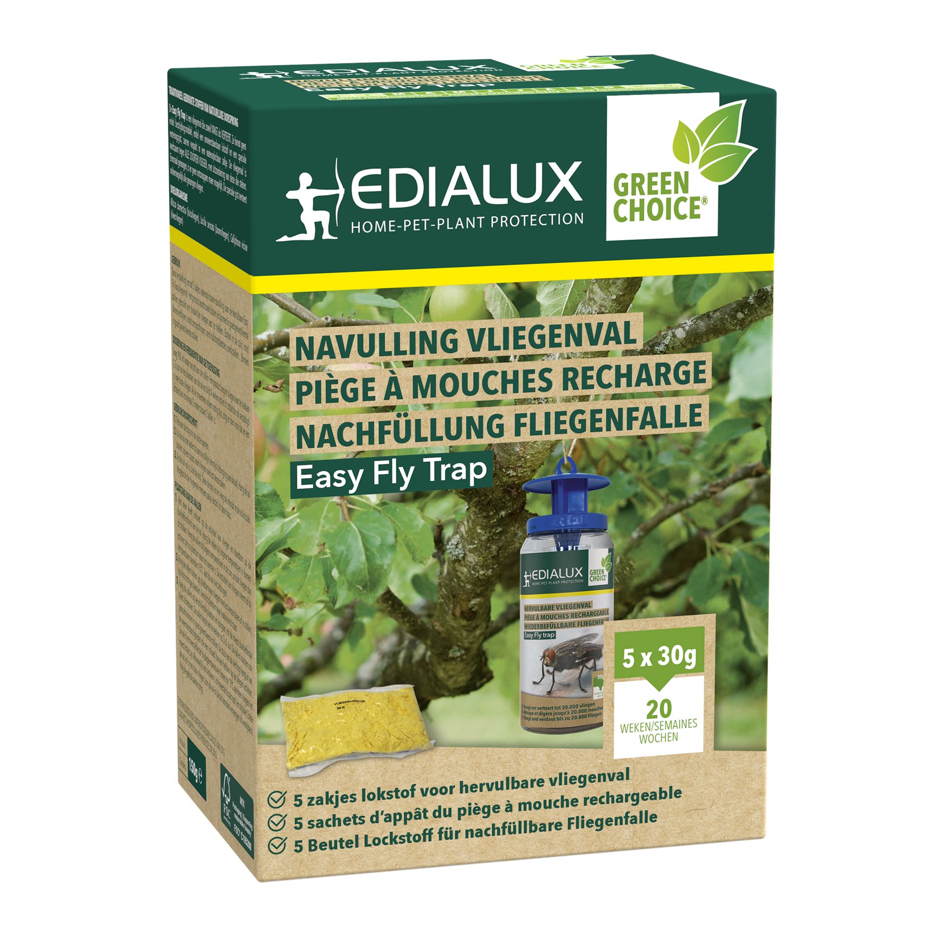 Edialux Flytrap navulling 150ml (5x30 g) - tegen insecten
