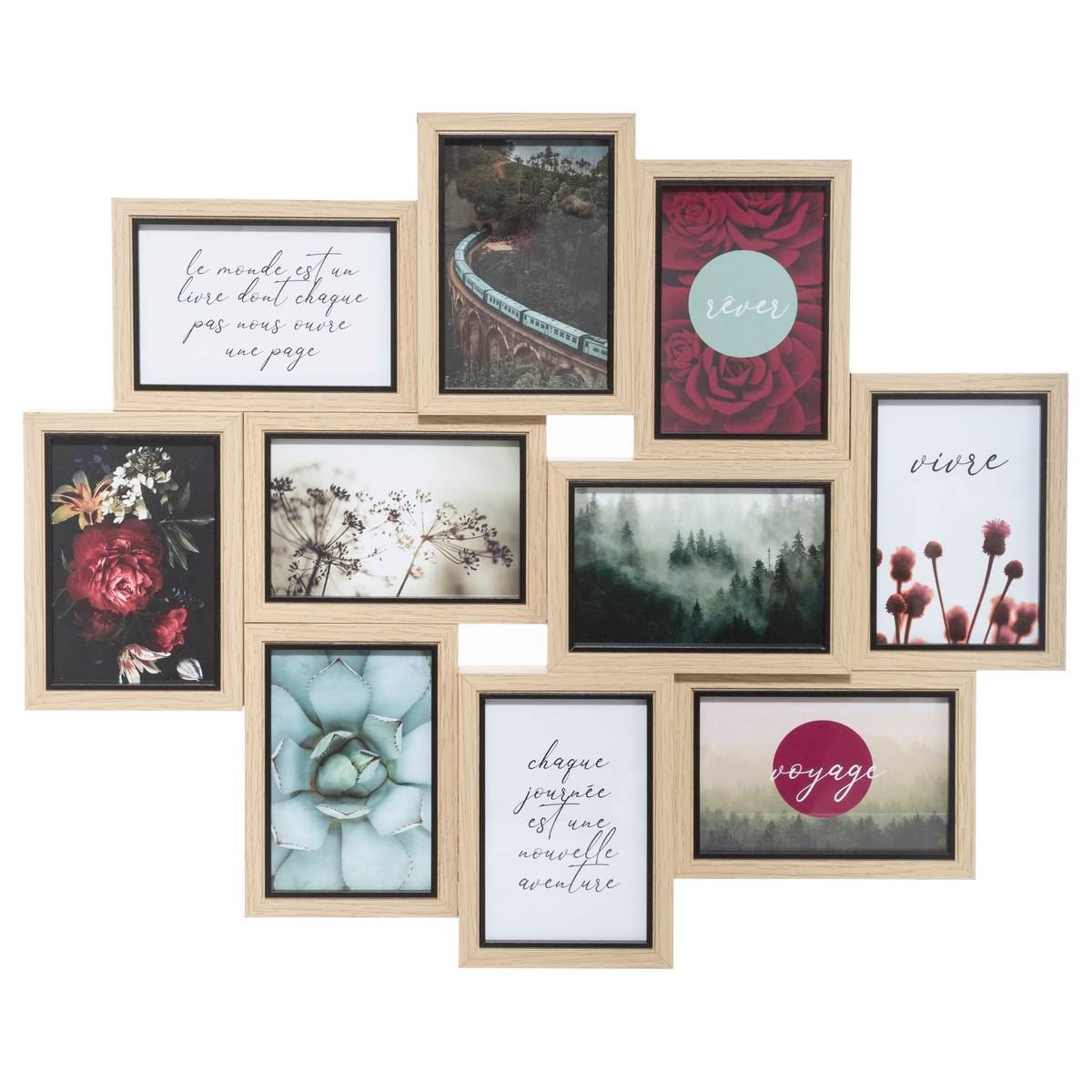 Atmosphera taupe Fotocollage Frame voor 10 foto's van 10x15 cm - MDF en Glas afbeelding