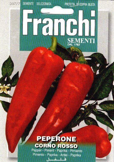 Franchi Sementi Paprika zaden - Rode Hoorn - Peperone Corno Rosso afbeelding