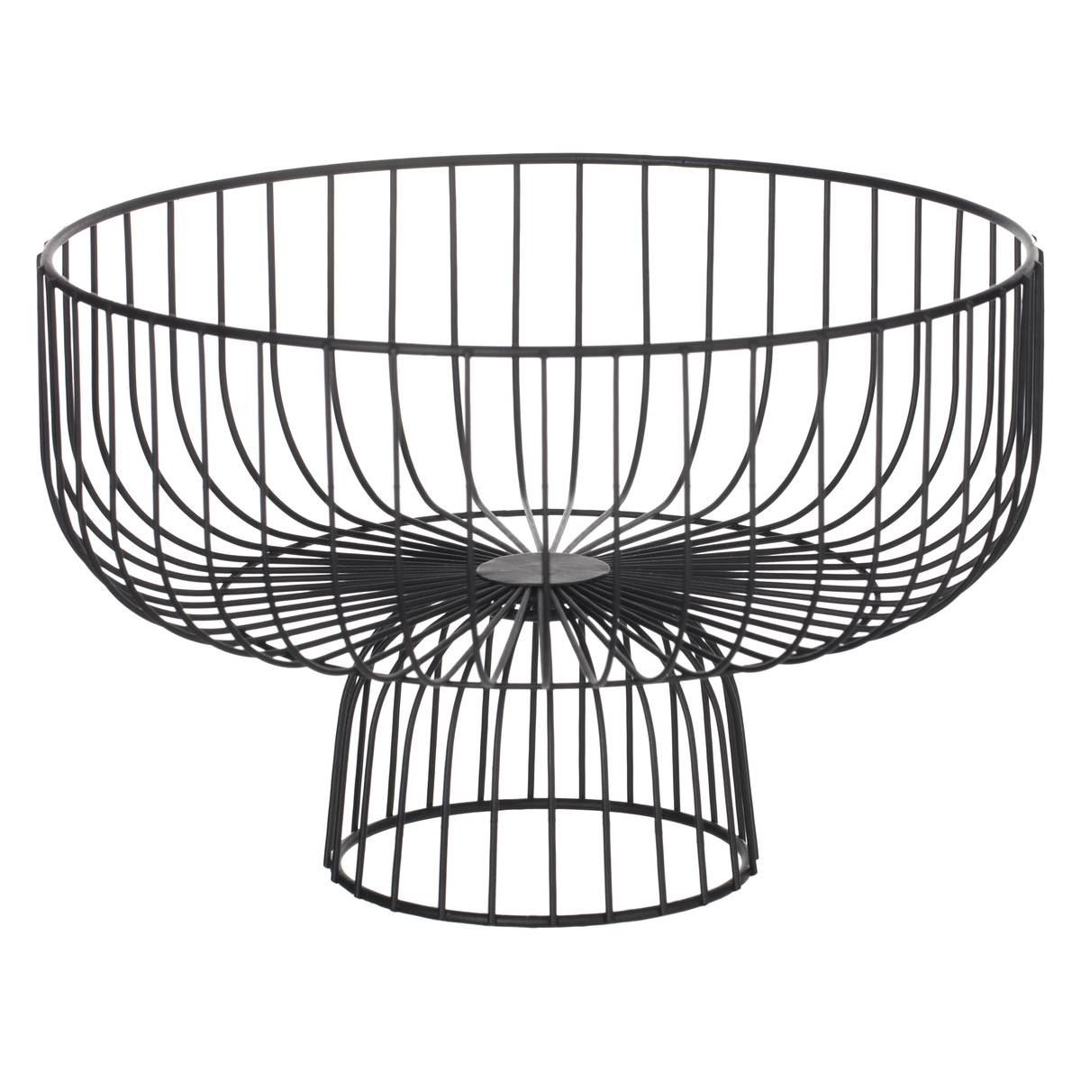 Zwarte Metalen Fruitmand op Standaard - 28 cm afbeelding