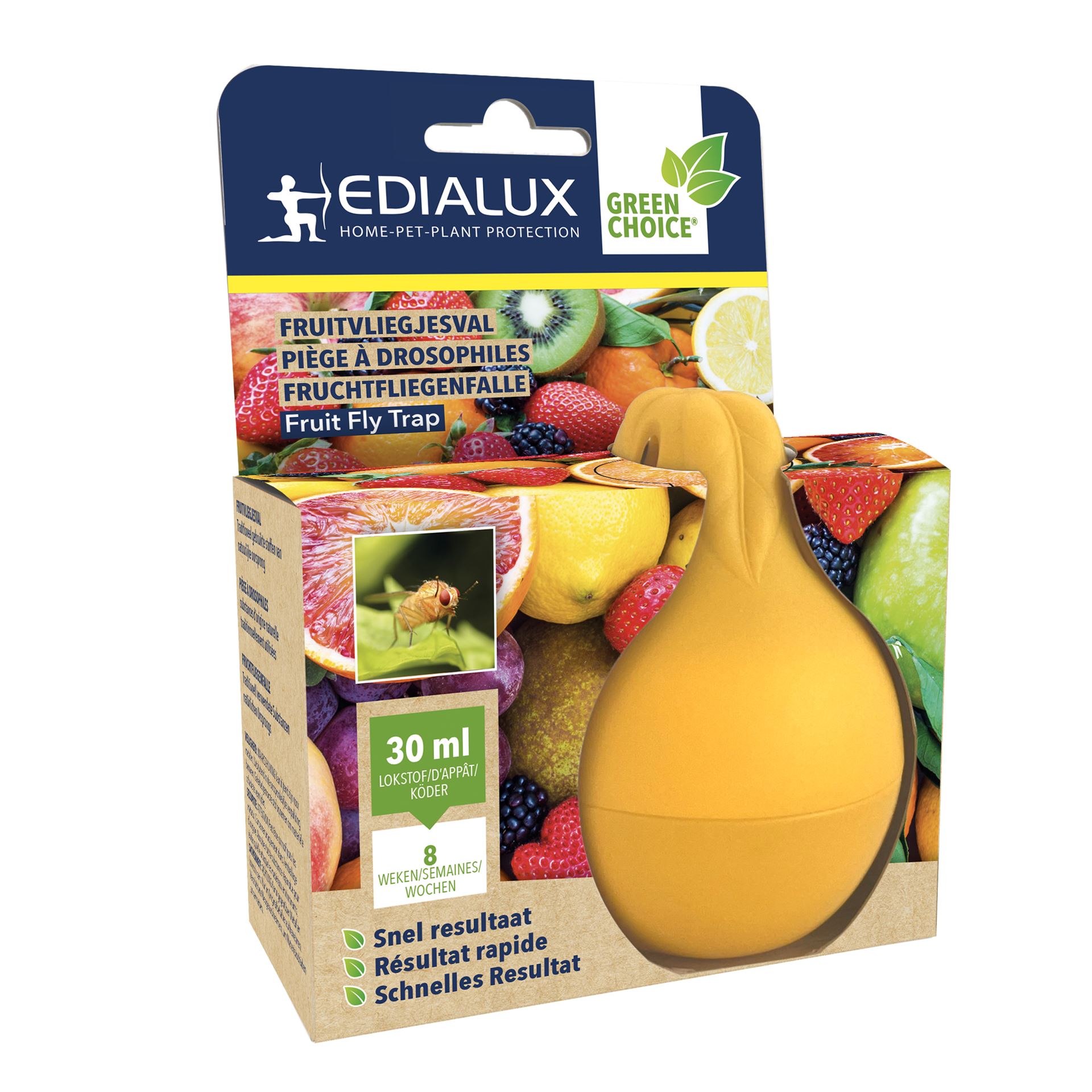 Edialux Fruit Fly Trap - Fruitvliegjesval - Herbruikbaar - Incl. 30 ml lokstof - Discreet&effectief afbeelding