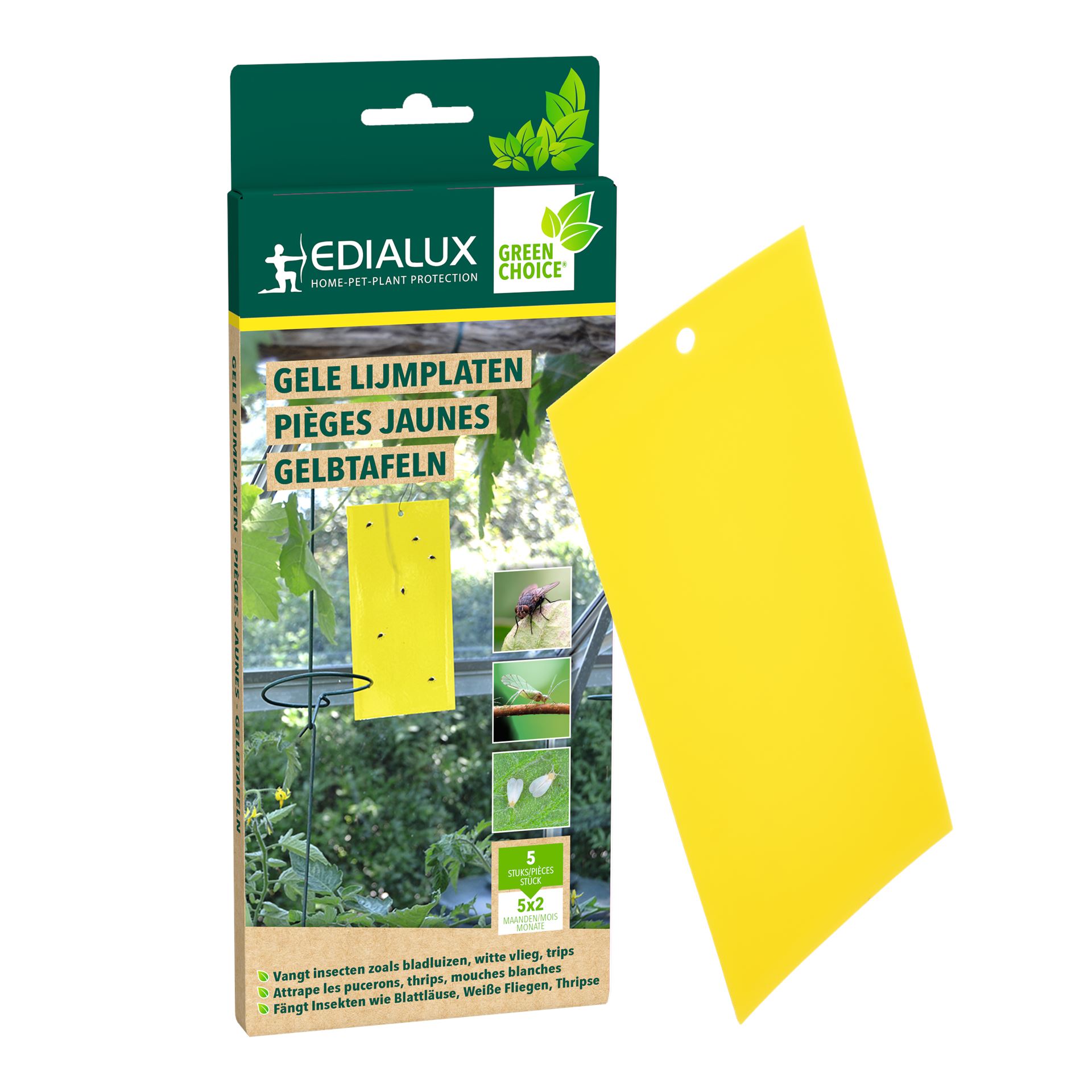 Edialux gele lijmplaten tegen insecten - 5 stuks
