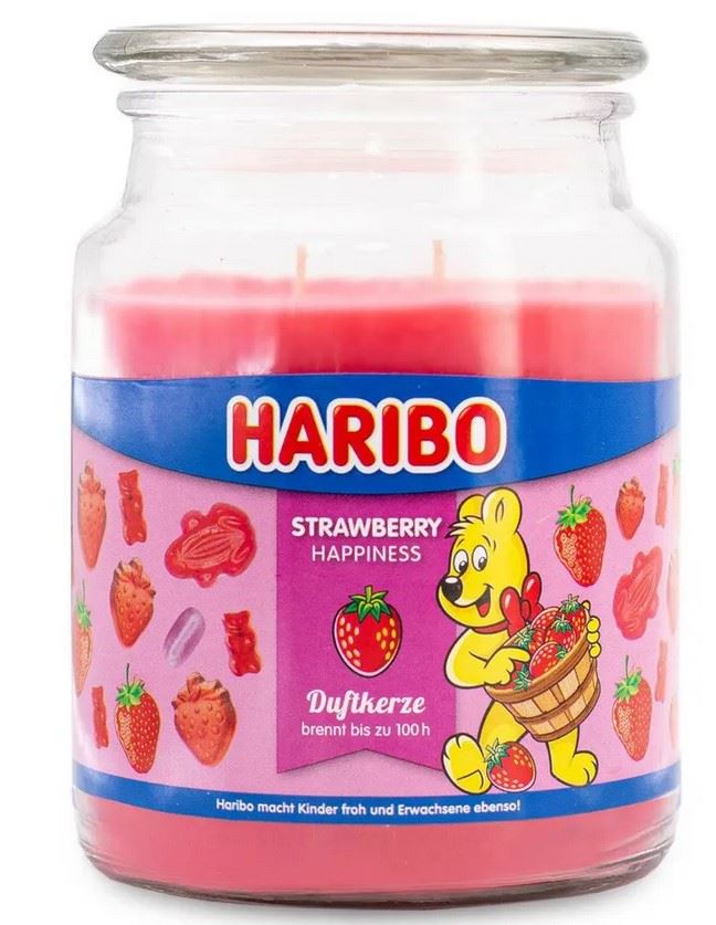 Haribo geurkaars - Strawberry Happiness - groot afbeelding