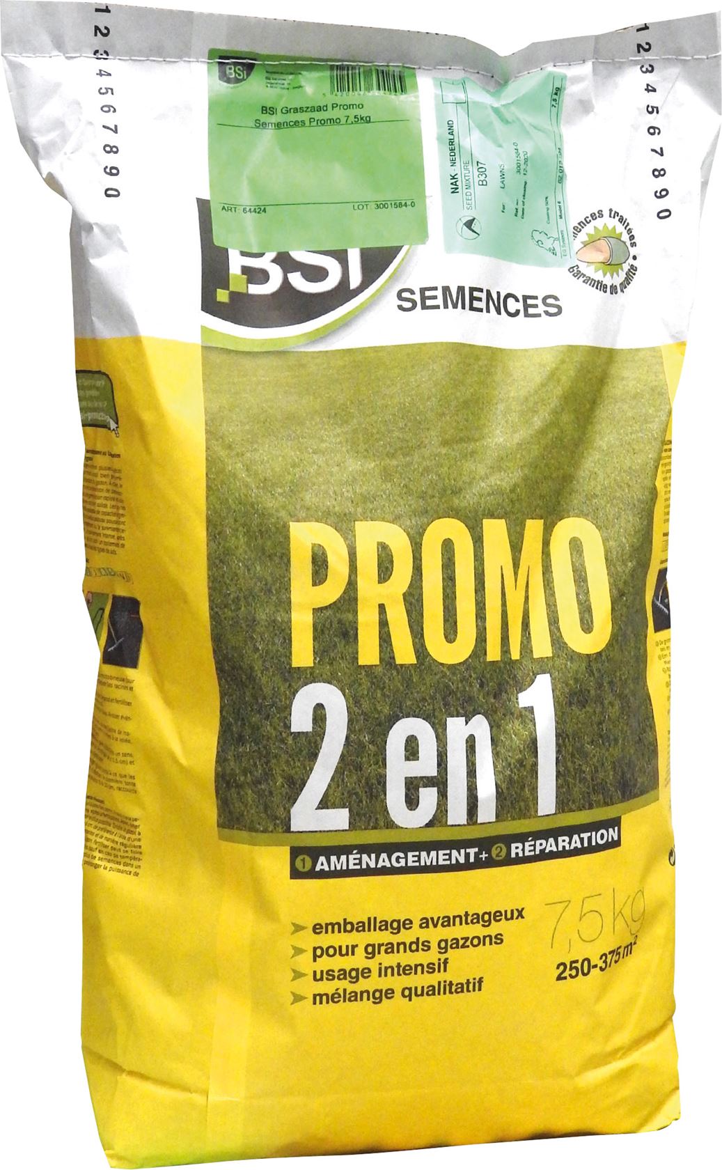 BSI graszaad 7,5kg tot 375m² - promo 2-in-1: herstelgazon en snelkiemend afbeelding