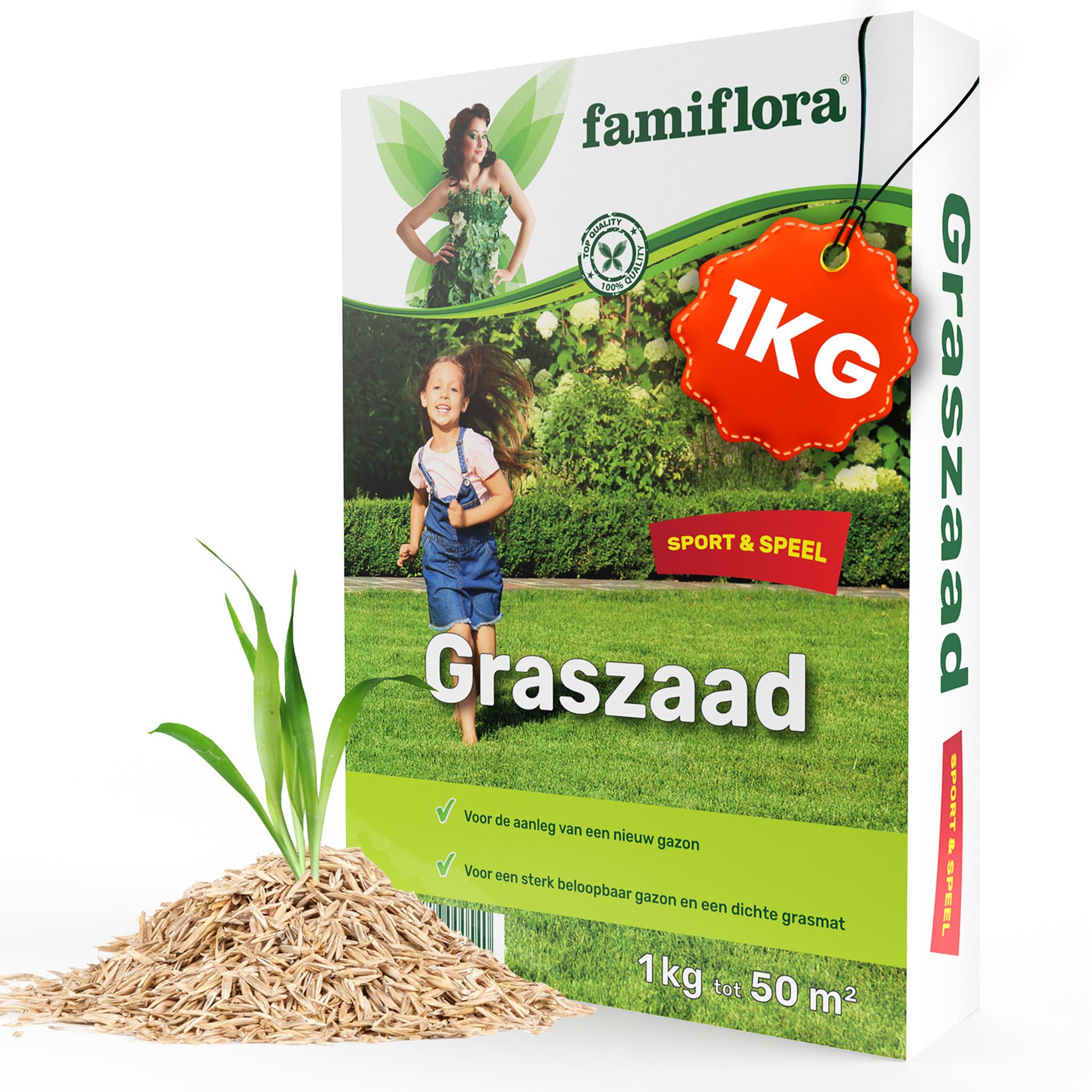 Famiflora graszaad 1kg tot 50m² - Speel&Sport - voor aanleg nieuw gazon - 1kg tot 50m² afbeelding