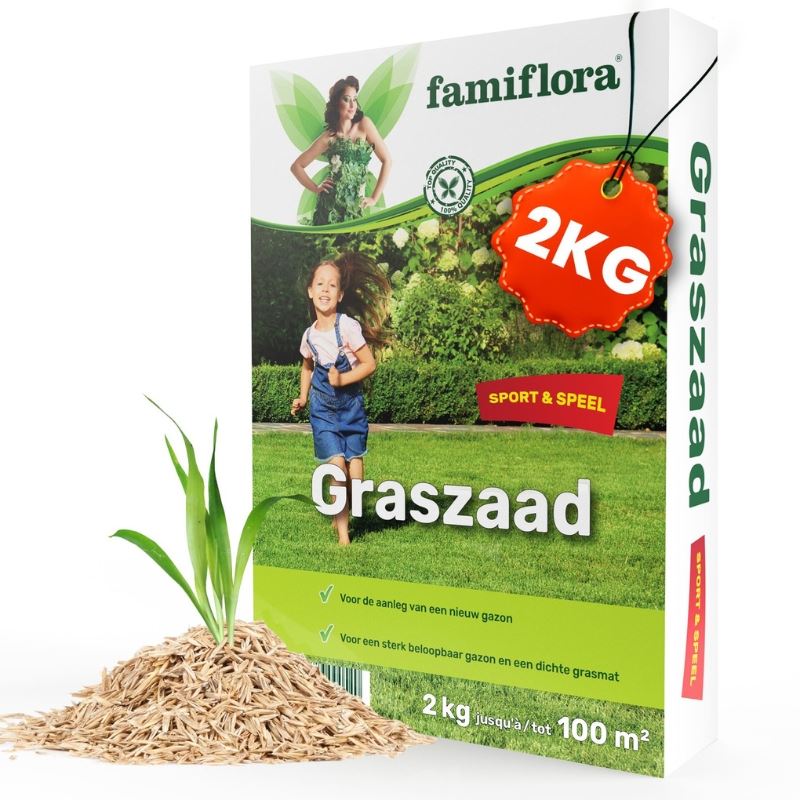Famiflora graszaad 2kg tot 100m² - Speel&Sport - voor aanleg nieuw gazon afbeelding