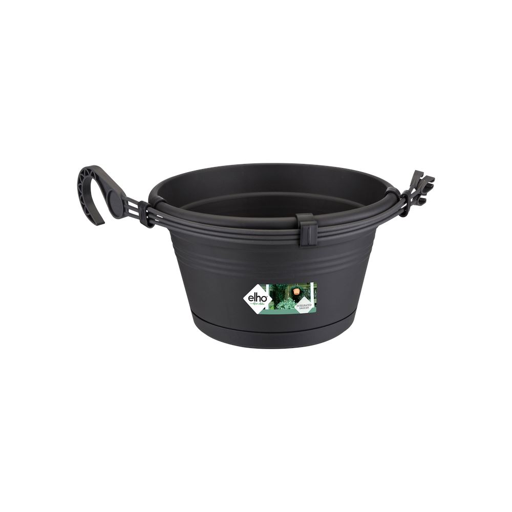 elho Green Basics Hangschaal 28 - Living black (Zwart) - L 37 x B 29 x H 17 cm - Ideaal voor balkon en buiten - 100% gerecycled afbeelding