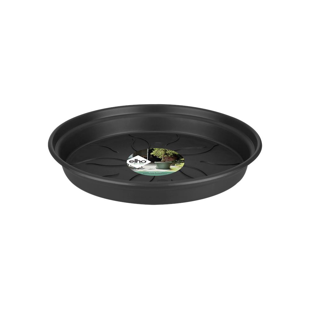 elho Green Basics Schotel 25 - Living black (Zwart) -Ø 25 x H 4 cm - Ideaal voor binnen en buiten - 100% gerecycled afbeelding