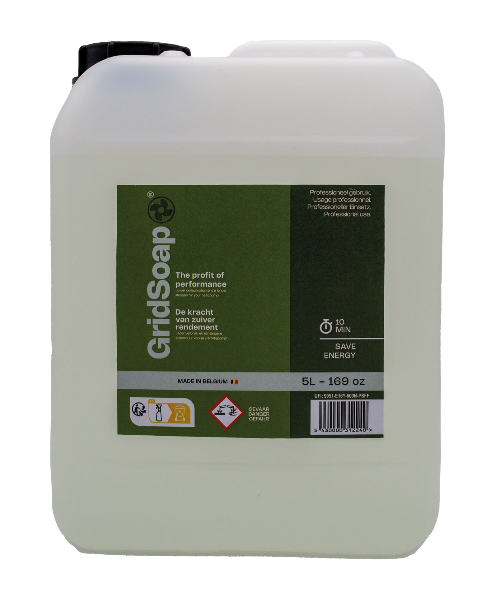 Gridsoap 5L - kant-en-klare reiniger voor zwembad warmtepompen en buitenunits van airco's  (biologisch afbreekbaar) afbeelding