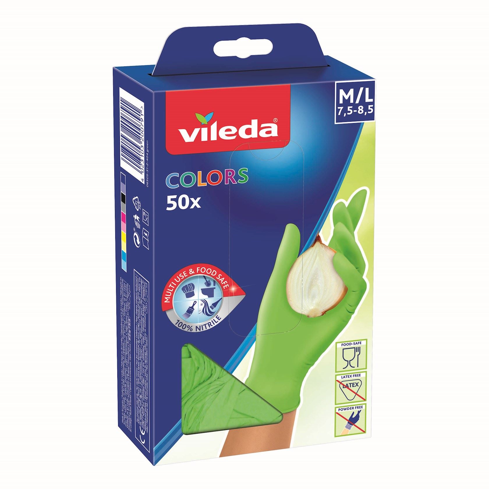 Vileda'Colors'handschoenen met nitril maat M/L - Groen of roze schoonmaakhandschoenen - Met extra grip afbeelding