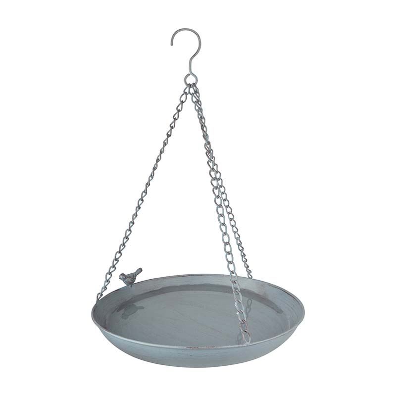 Esschert Design grey Metal hangend vogelbad - LxBxH: 30x30x6,1cm afbeelding
