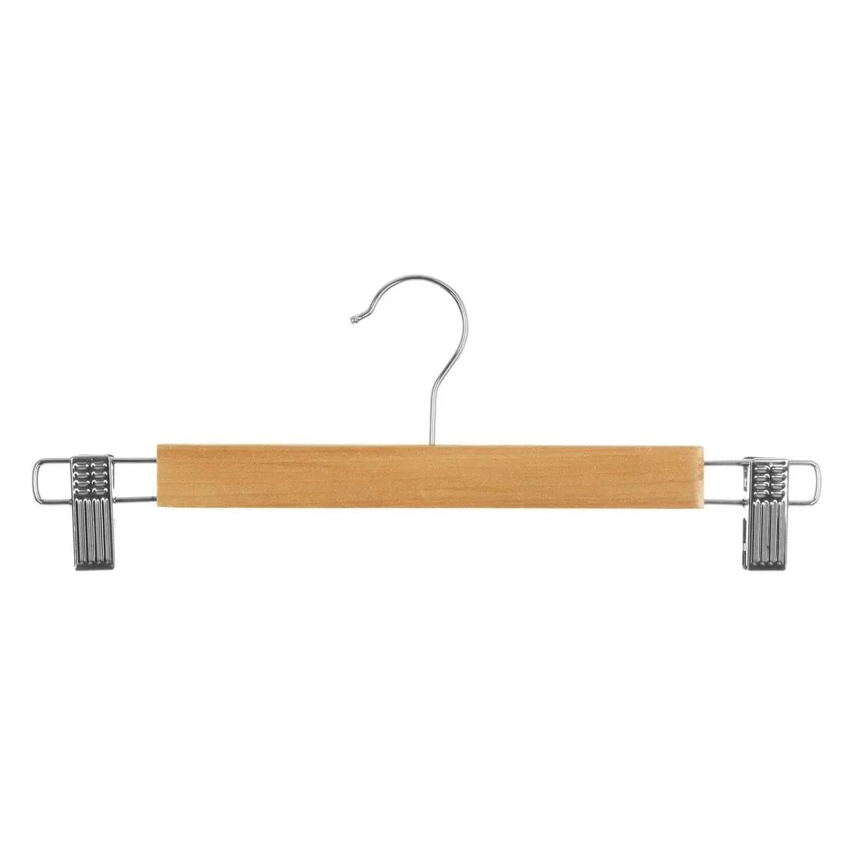 5Five Kledinghangers Broeken 3x - Hout/Metaal - 34x12 cm - Verstelbare Clips afbeelding