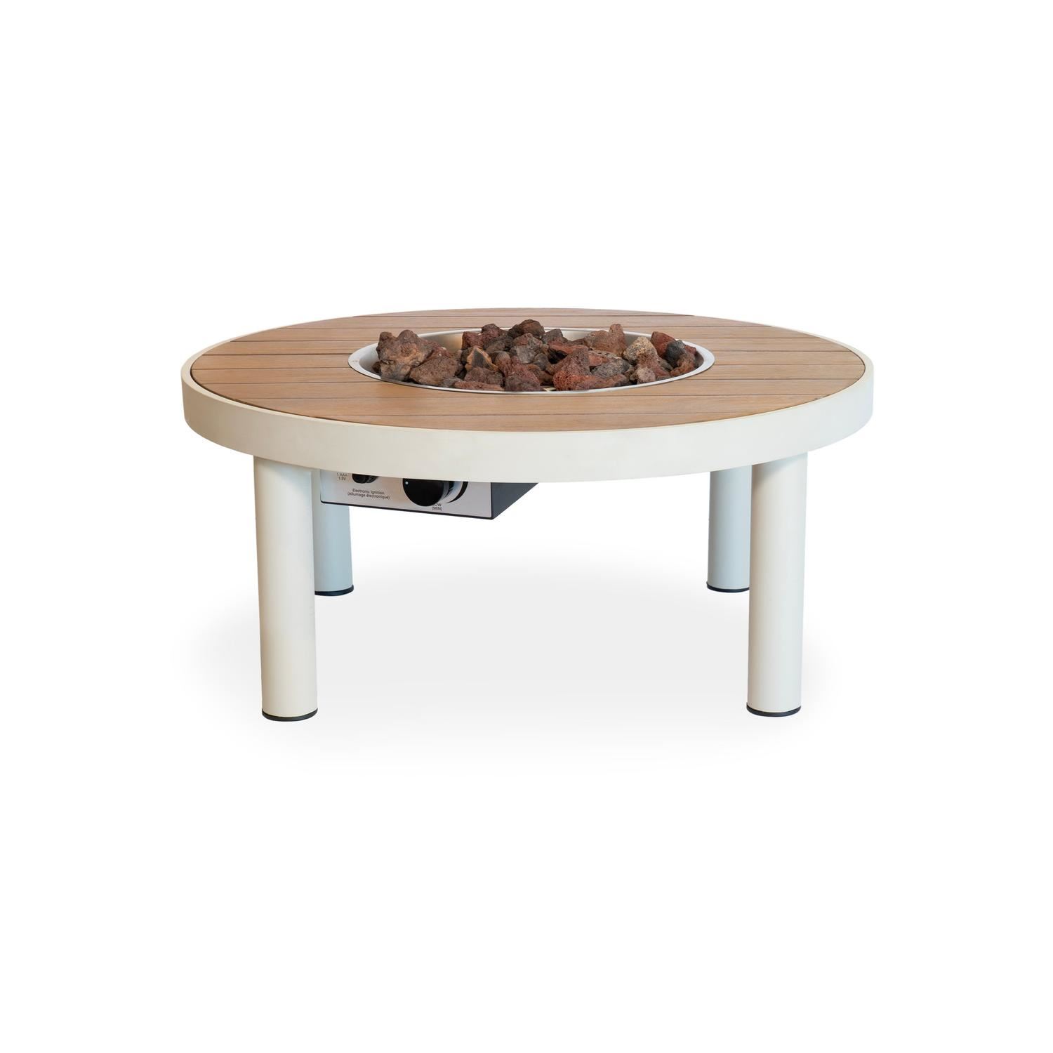 Happy Cocooning Riviera 80 Vuurtafel - 80x80cm - Oyster Beige - Acaciahout & Aluminium