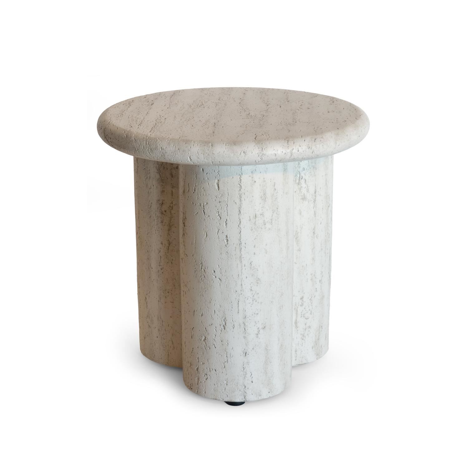Happy Cocooning Bijzettafel Rib - 45x45 cm - Travertijn Composiet - Geribbeld
