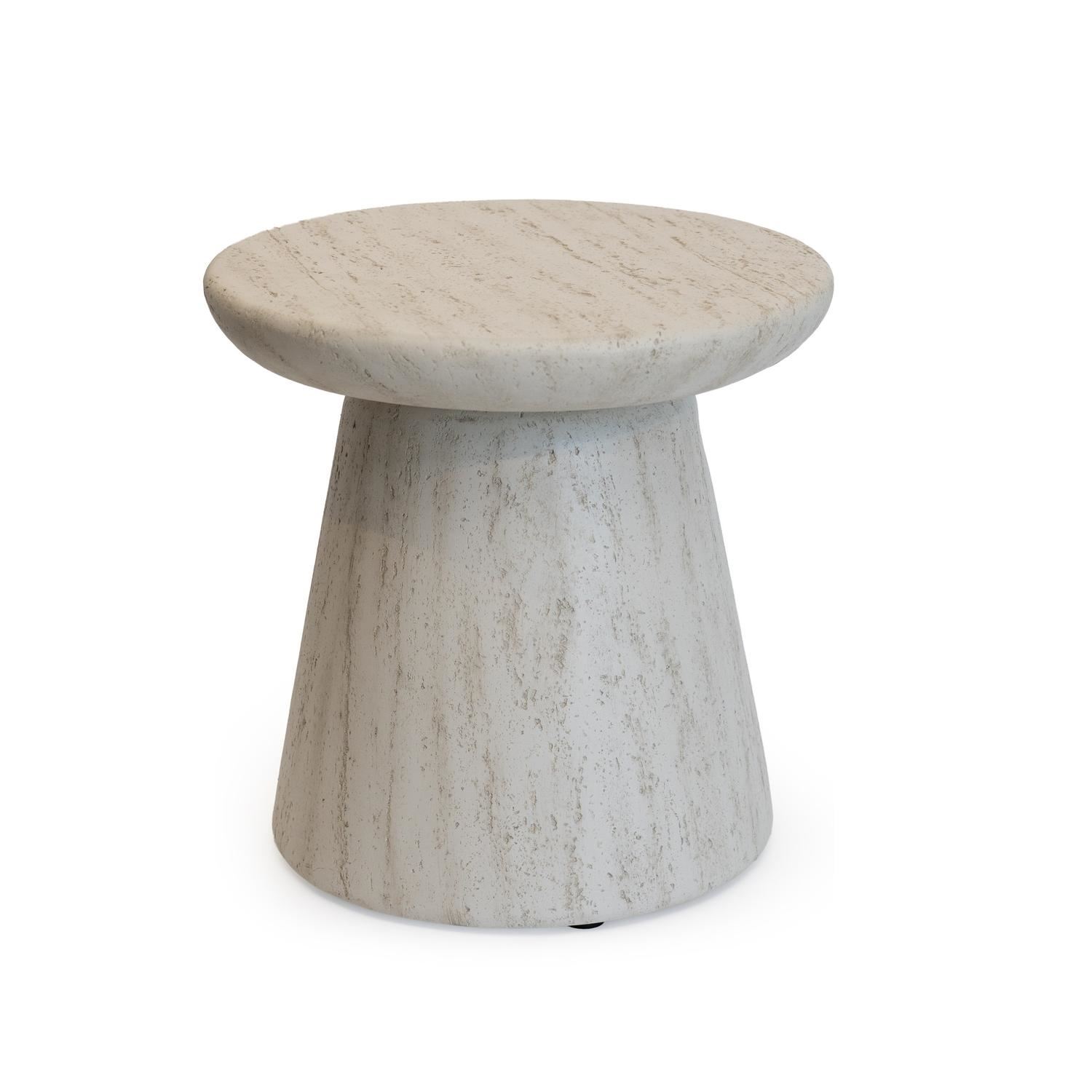 Happy Cocooning Bijzettafel Rond - 45x45 cm - Travertijn Composiet - Taps Toelopend