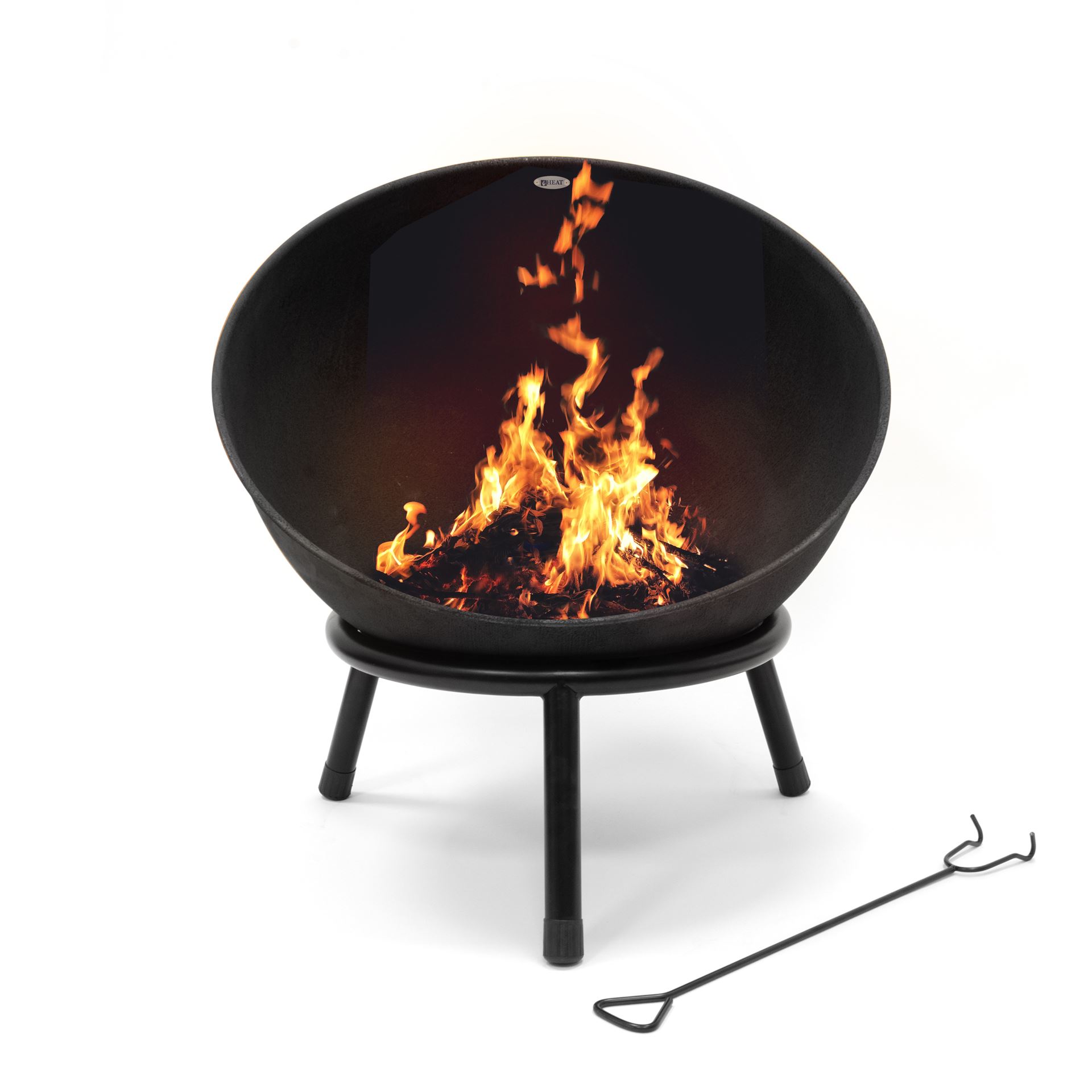 HEAT vuurkorf Kappa met open voorzijde en houtrooster – diameter 56 cm – zwart