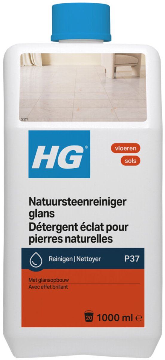 HG Natuursteenreiniger Glans (P37) - 1L - Wash & Shine - Voor 20 dweilbeurten