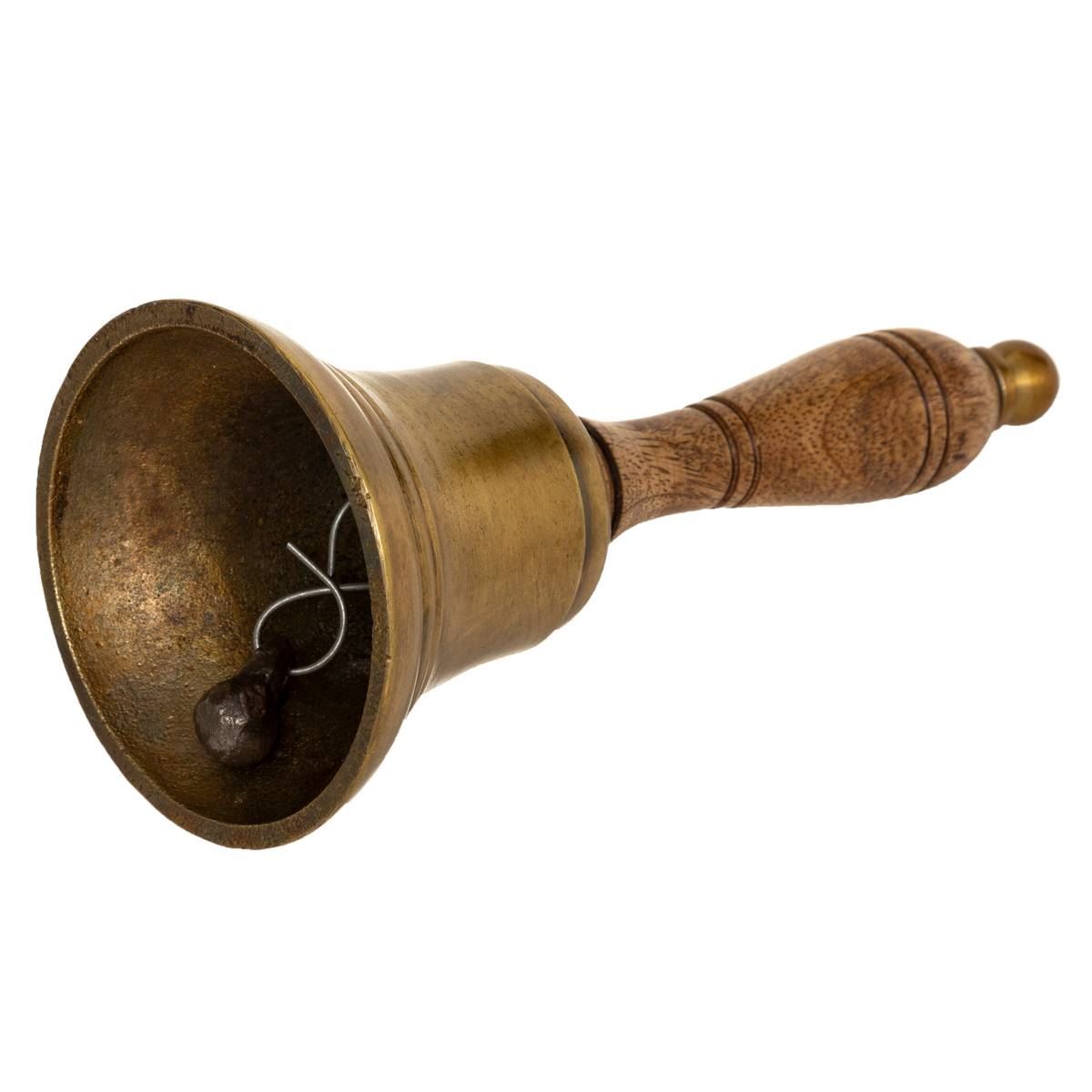 Atmosphera bruine Tafelbel met Mangohouten Handvat - Hoogte 17 cm afbeelding