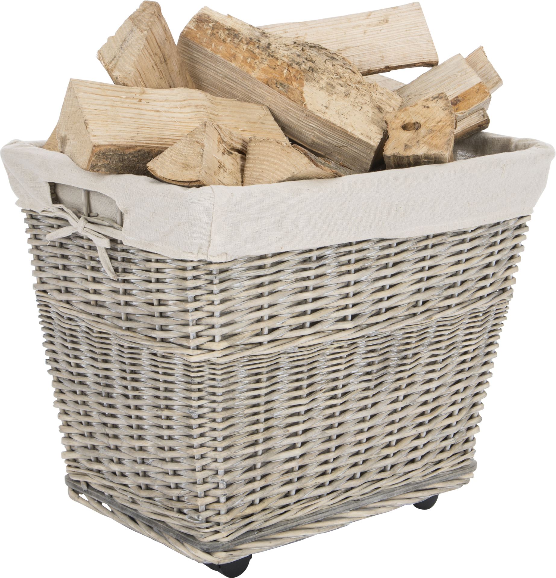 Practo Home houtblokkenmand met wieltjes - 40x52x37cm afbeelding