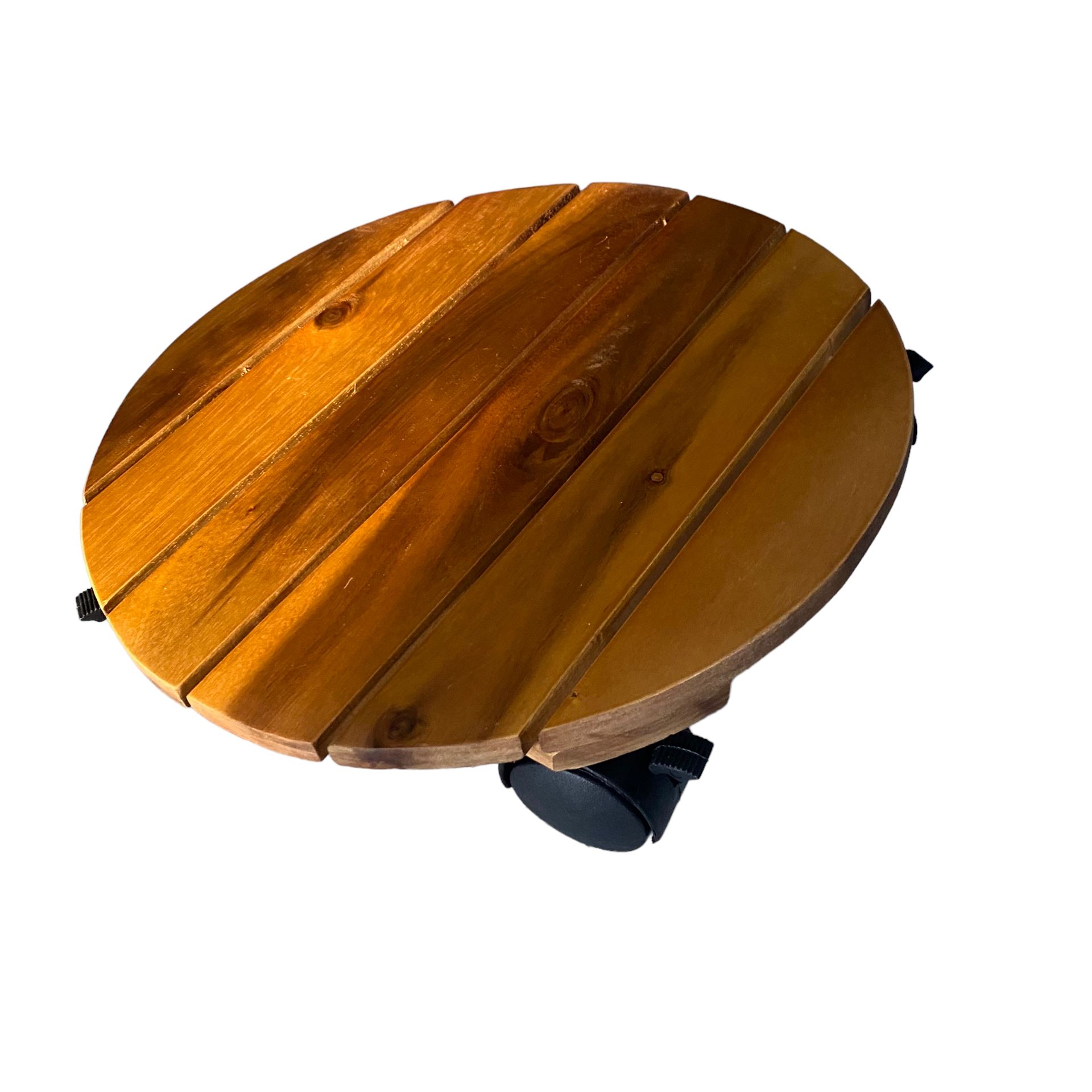 Houten Plantentrolley Rond -Ø30cm - 4 Zwenkwielen - Acacia Hout afbeelding