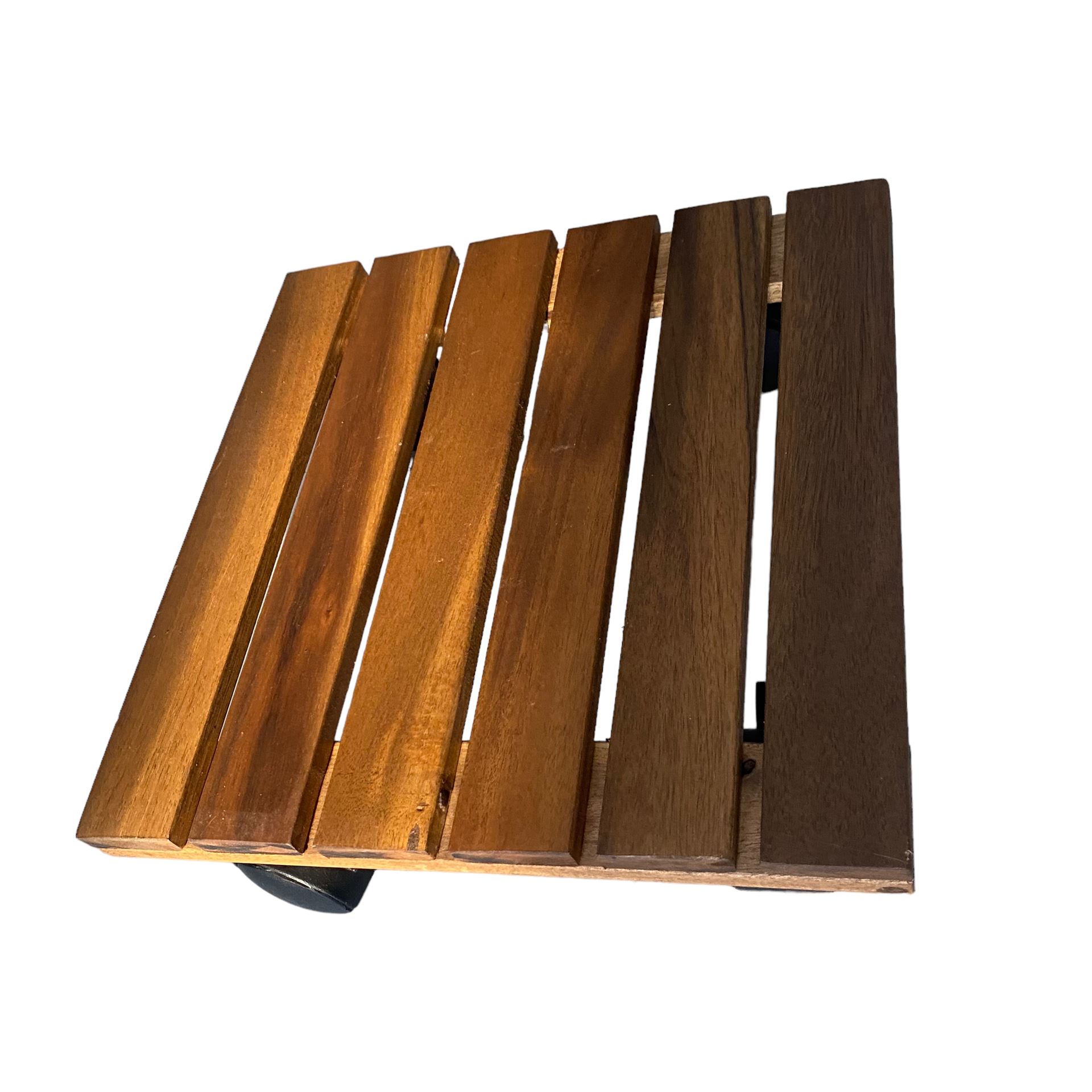 Houten Plantentrolley Vierkant - 30 x 30 cm - 4 Zwenkwielen - Acacia Hout afbeelding