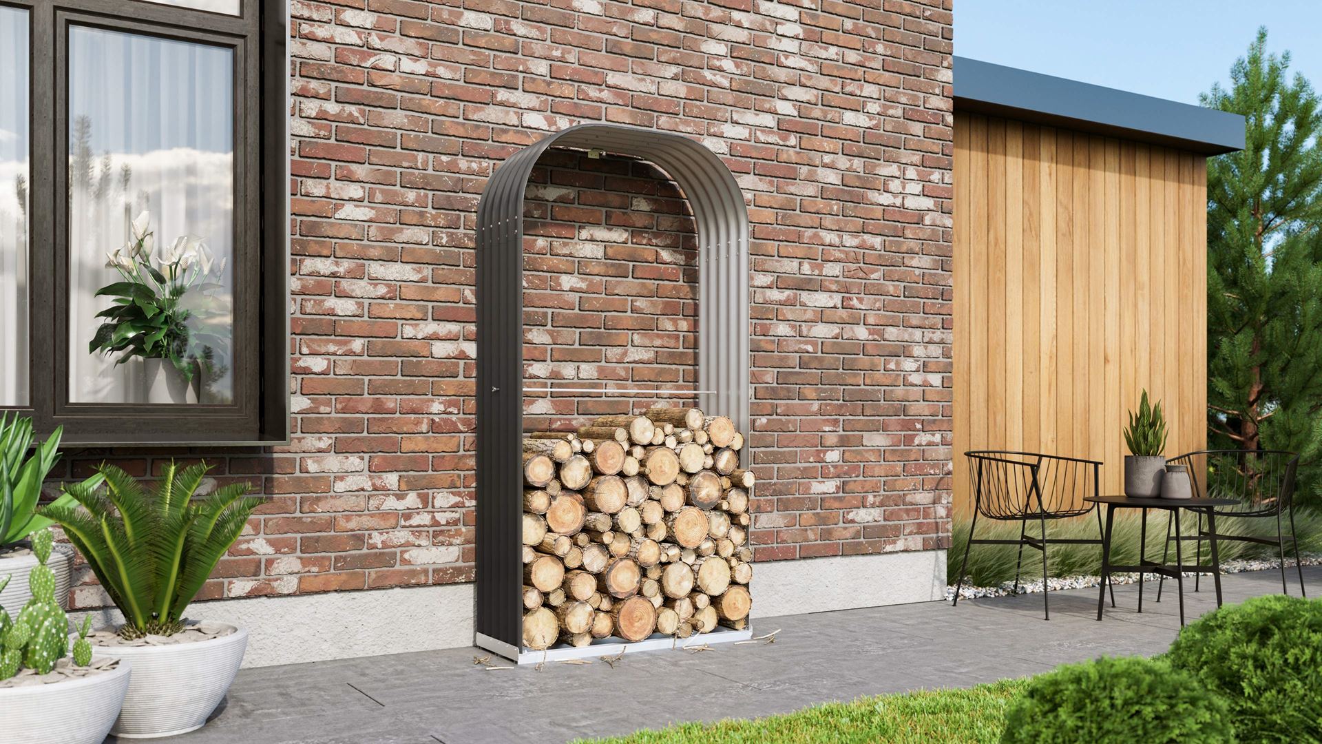 Vitavia Houtopslag Ardor 401 - hoog - graniet - Houtopslag - L200 cm hoog afbeelding