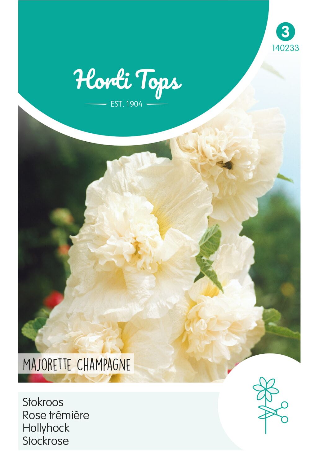 Horti Tops Stokroos zaden - Alcea Majorette Champagne afbeelding