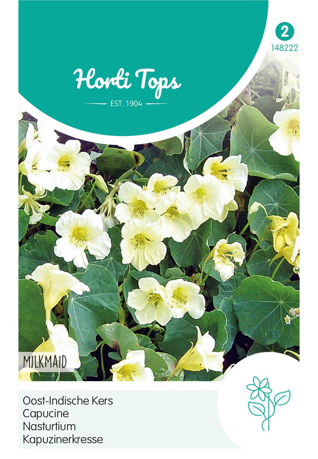 Horti Tops Oost-Indische kers zaden - Tropaeolum majus Milkmaid afbeelding