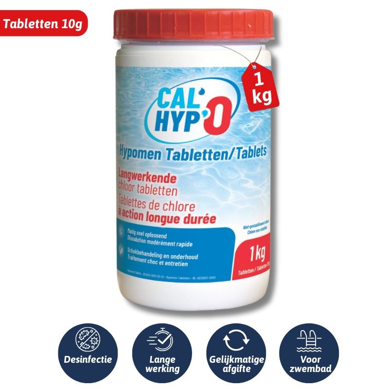 Hypomen Cal'Hypo - langwerkende chloortabletten 1kg - 100 x 10g afbeelding