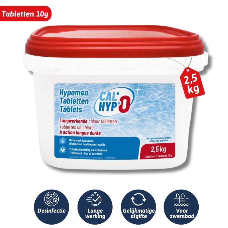 Hypomen Cal'Hypo - langwerkende chloortabletten 2,5kg - 250 x 10g afbeelding