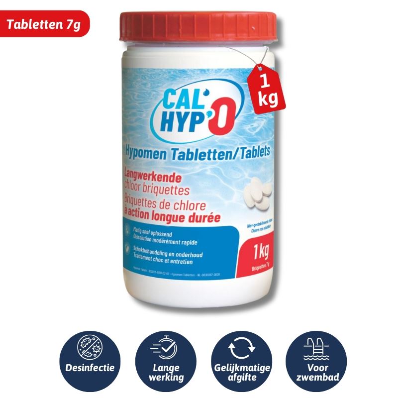 Hypomen Cal'Hypo - langwerkende chloortabletten 1kg (7g) afbeelding