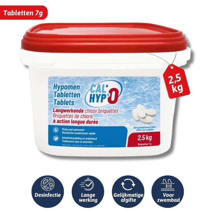 Hypomen Cal'Hypo - langwerkende chloortabletten 2,5kg (7g) afbeelding