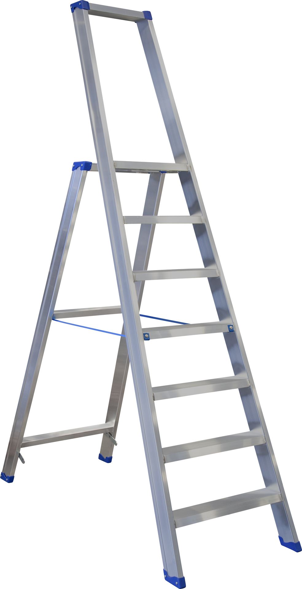 Escalo sparta aluminium - Industriële aluminium trapladder met beugel - 7 treden afbeelding