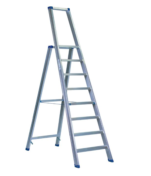 Escalo sparta aluminium - Industriële aluminium trapladder met beugel - 8 treden afbeelding