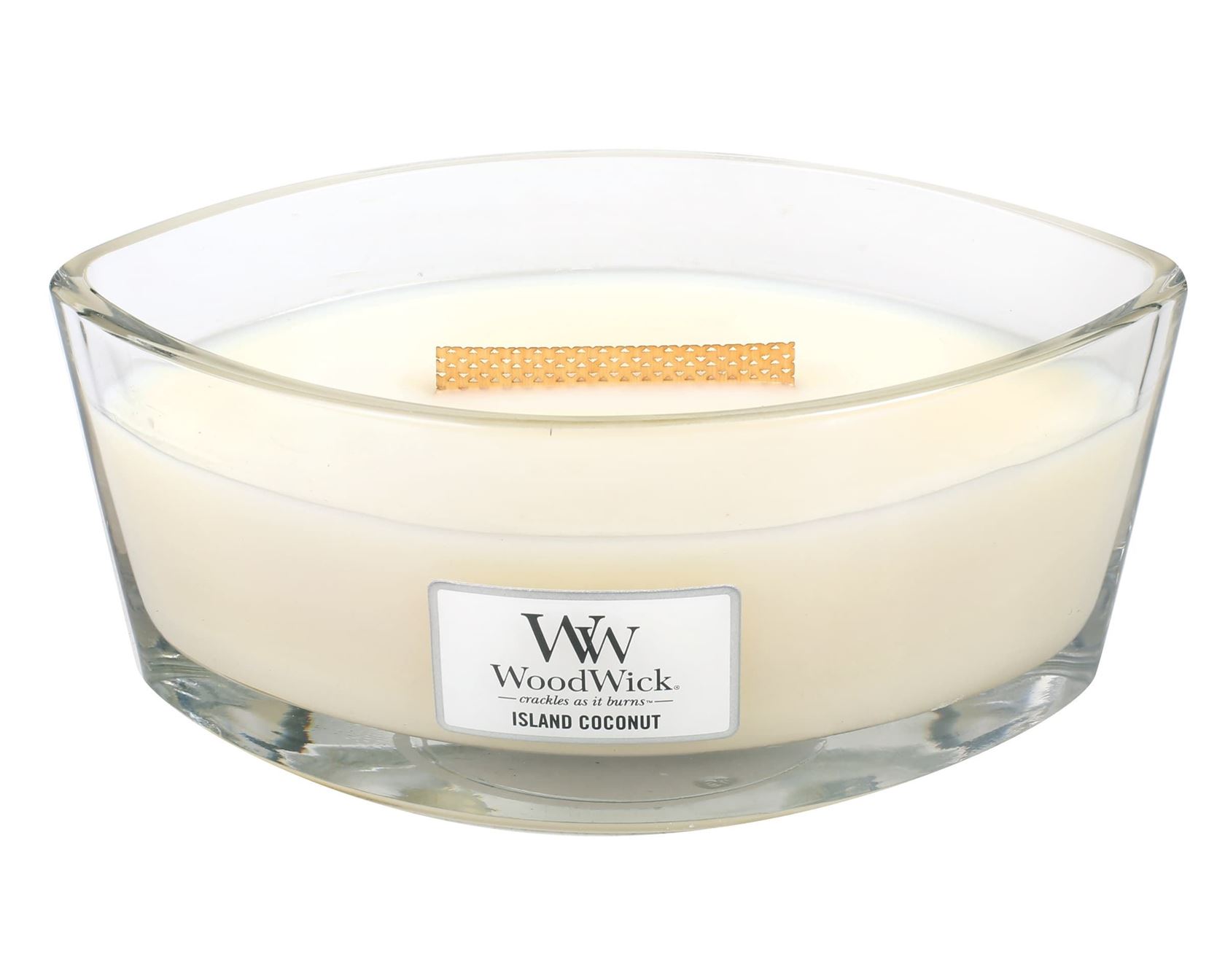 WoodWick geurkaars - Ellipse HearthWick Flame - Island Coconut afbeelding