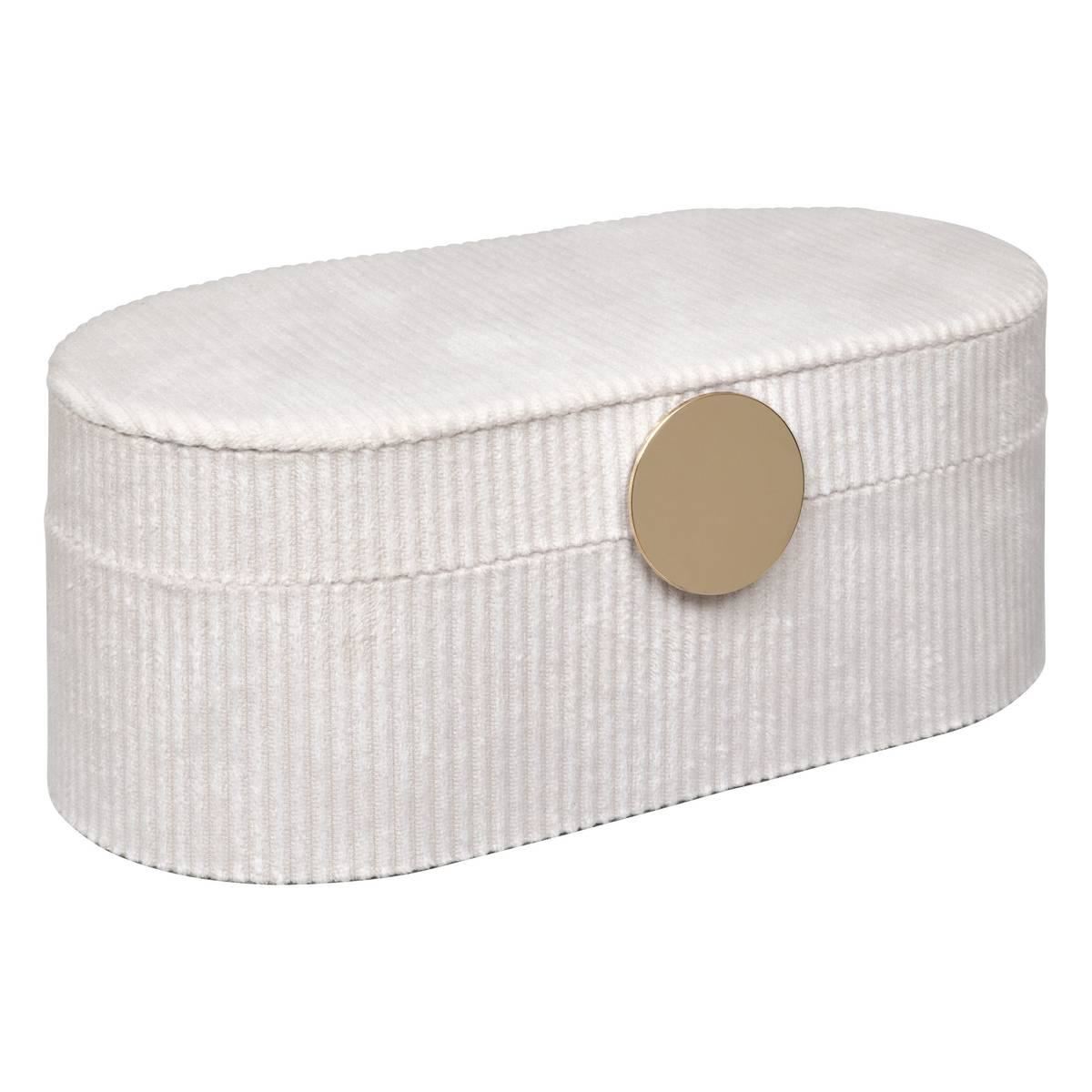 Atmosphera Enya Sieradendoos – 25x13x10 cm – Beige Fluweel – Met Spiegel & Rits – Vakkenindeling